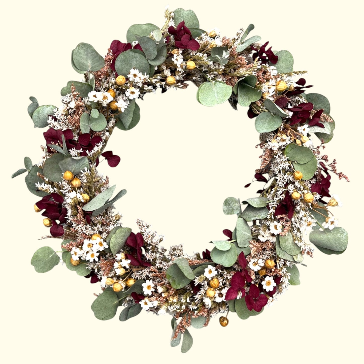 Blütenkranz Emily – Handgebunden mit Eukalyptus & Blüten