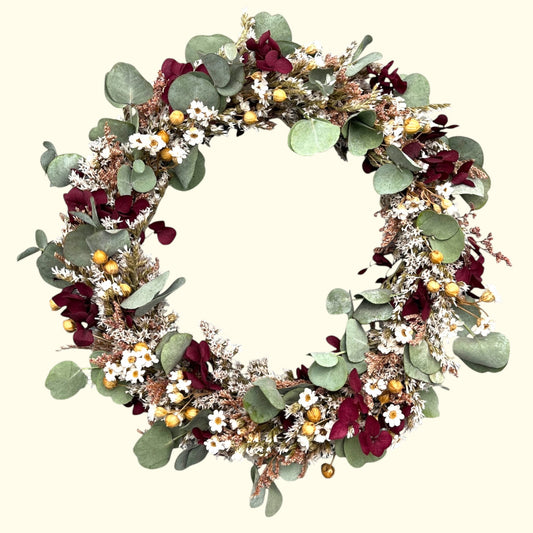 Blütenkranz Emily – Handgebunden mit Eukalyptus & Blüten